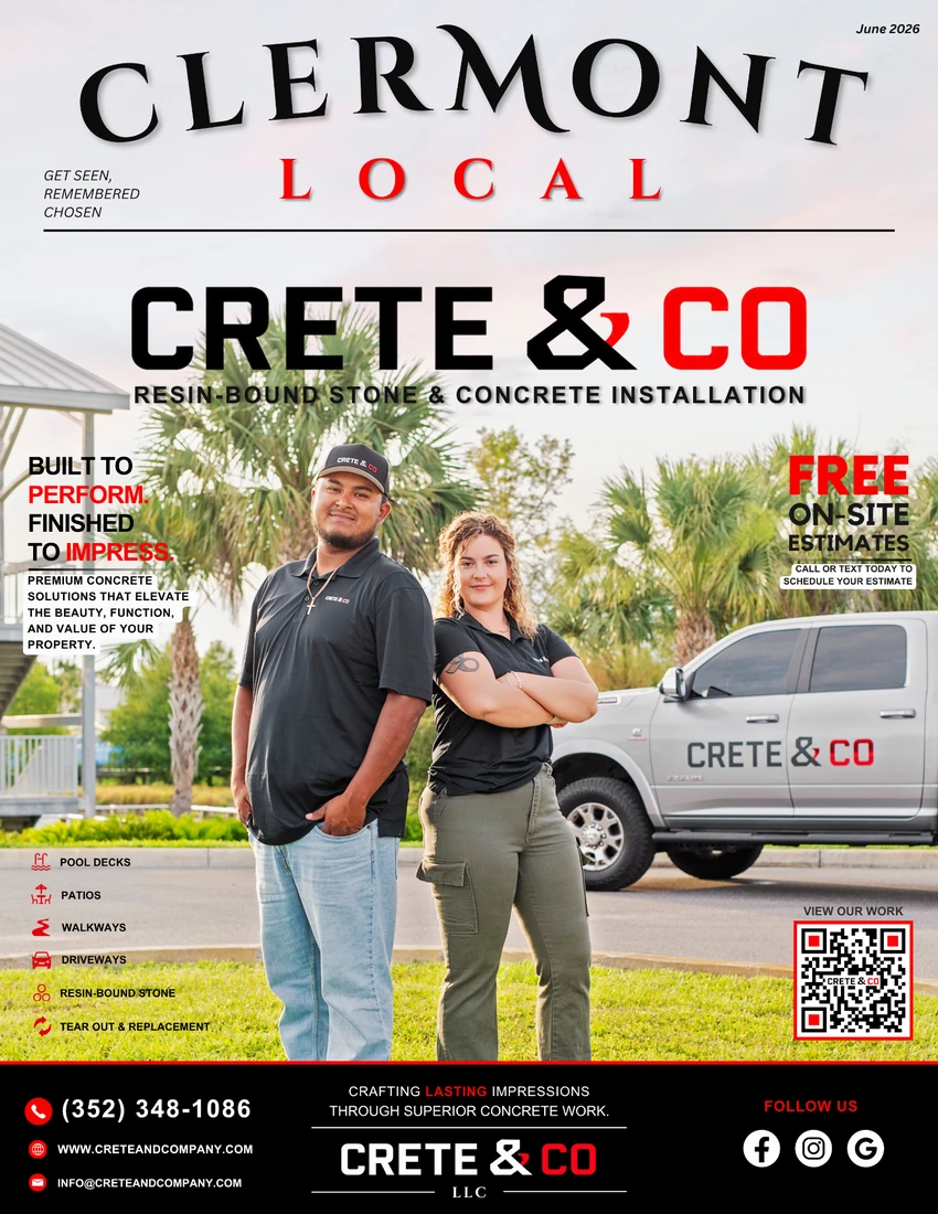 June 2026 Clermont Local Magazine cover featuring Crete & Co